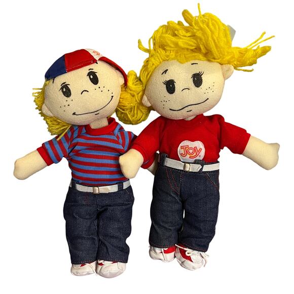 Vintage Joy Cone Cloth Dolls Boy Girl Set Promotional Village Toys Rare Collecti - Picture 1 of 8